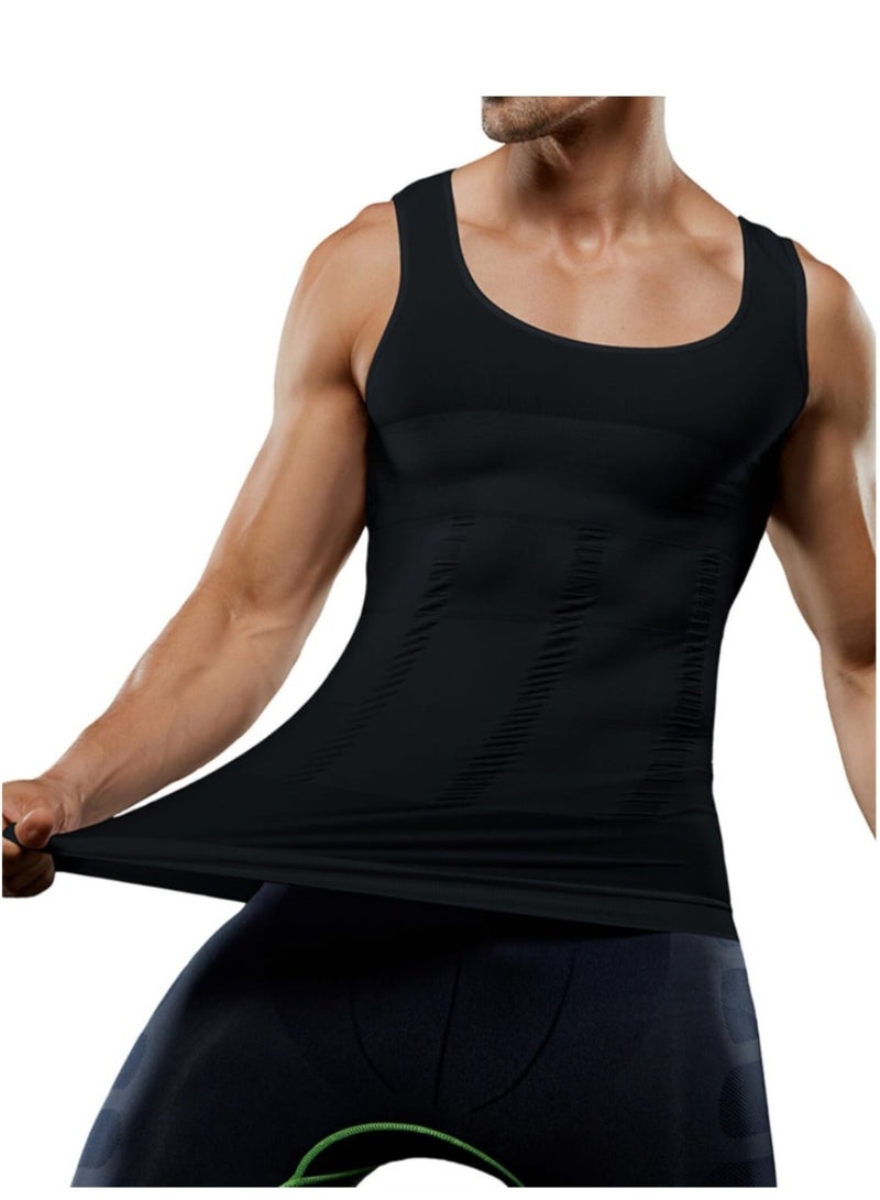 مشد رجالي ضاغط لتنحيف و شد منطقة البطن واخفاء التثدي لدى الرجال اسود - Image 1